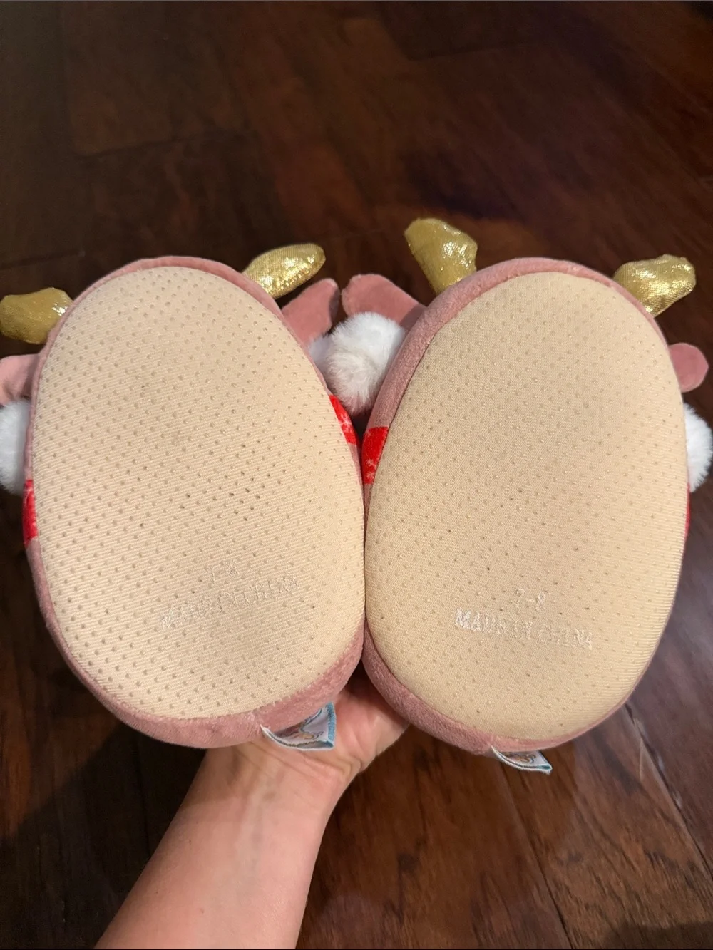 Squishmallows Kids Deer Slippers - Pink, Red, Gold, White